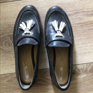 Geox Navy Blue Loafers with White Tassel Accents